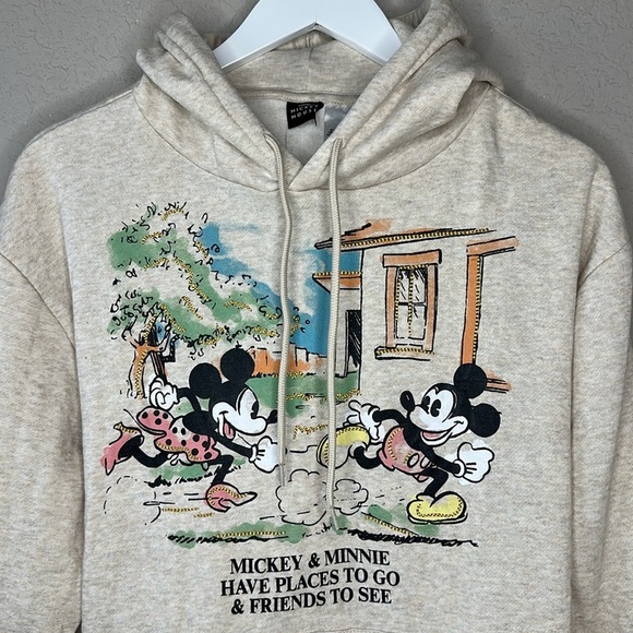NWT Disney Mickey & Minnie Cream Places to Go and Friends to See Hoodie Size S - Picture 2 of 10